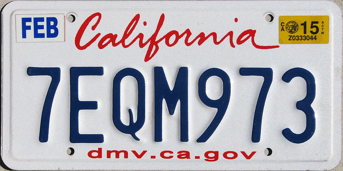 california license plate sticker colors